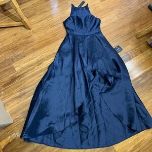 Lulus Broadway Show High Low Maxi Dress‎ Size Medium Navy Formal Party Elegant